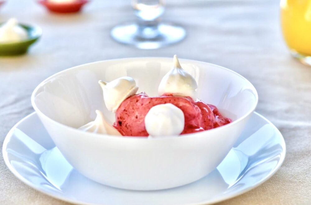 Sorbet fruits rouges-meringues