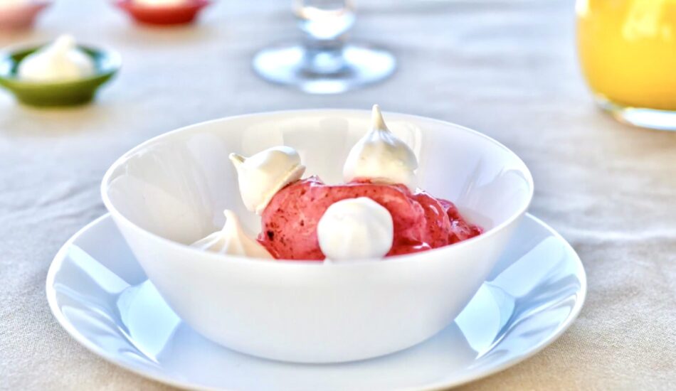 Sorbet fruits rouges-meringues