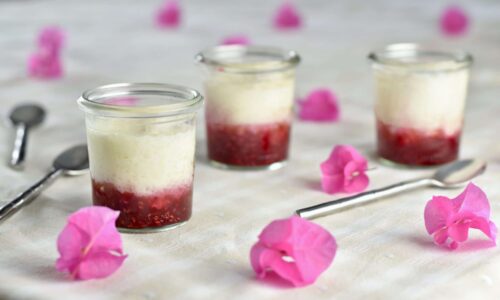 Riz au lait et sa compotée de framboises