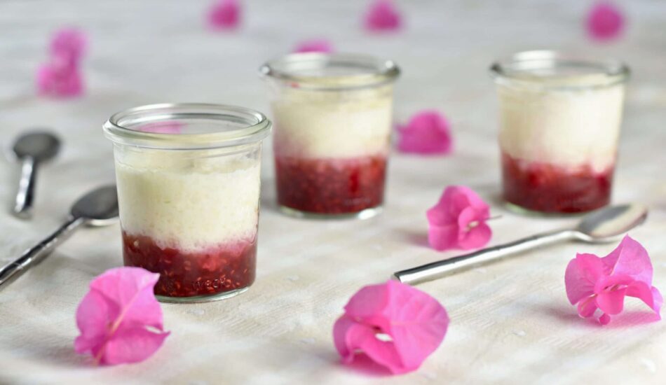 Riz au lait et sa compotée de framboises